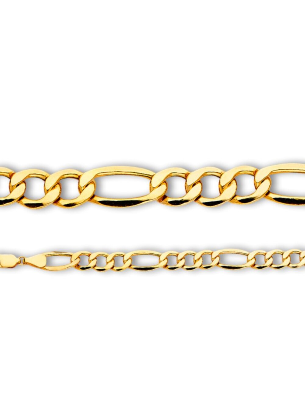 14K Yellow Gold 7.2mm Figaro 3+1 Bevel Chain Bracelet By Tehrani Jewelry